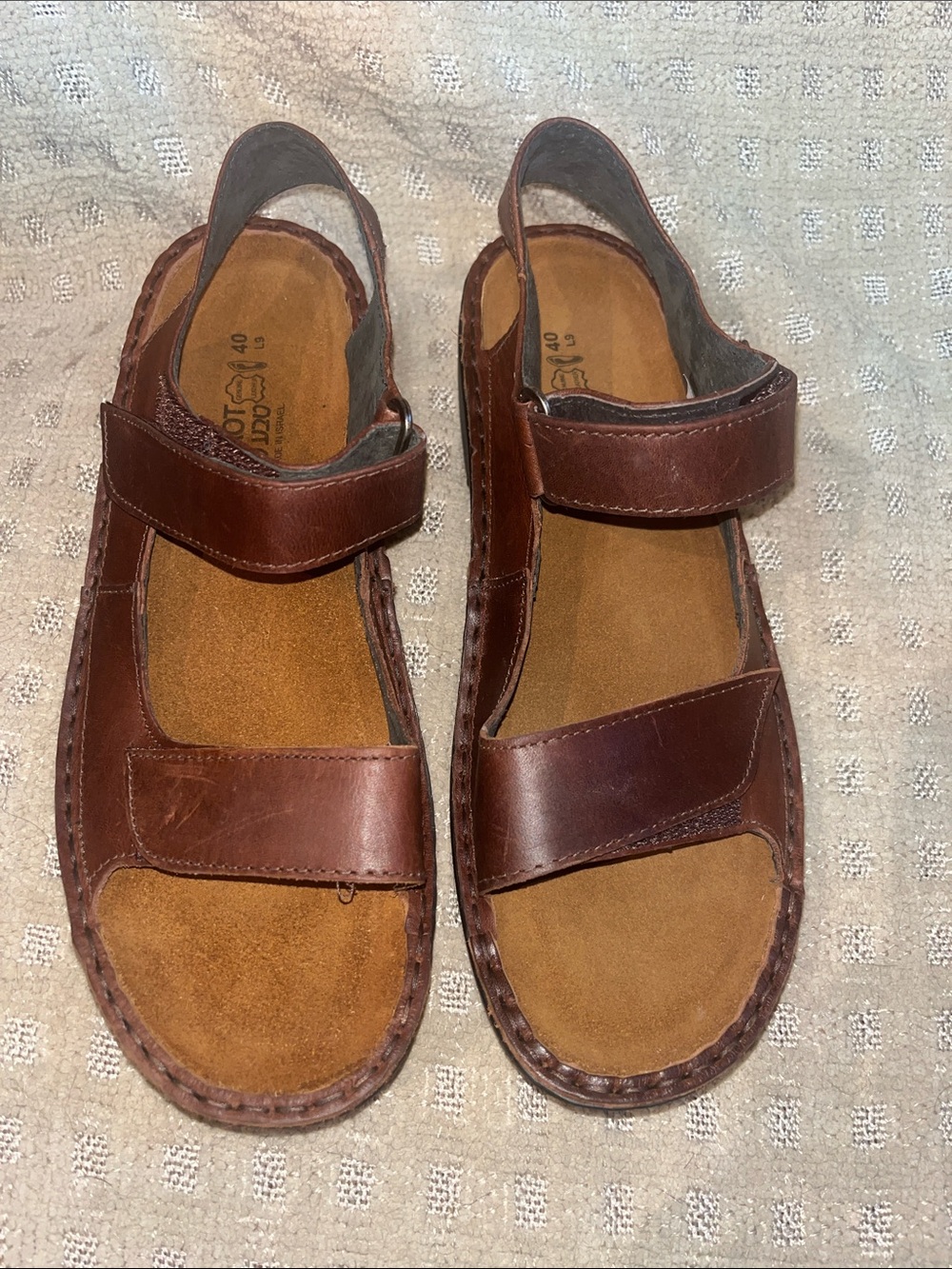 Naot Brown Leather Adjustable Slingback Sandals